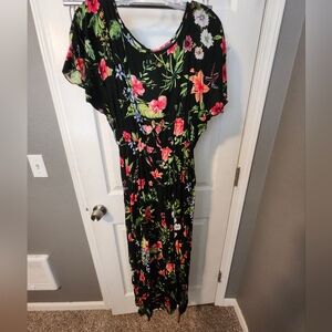 Modcloth Floral Black Maxi Dress
